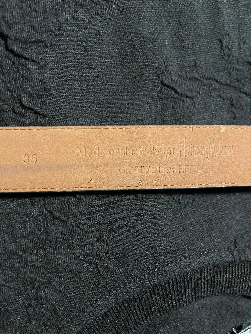 Neiman Marcus Classic Black Leather Men's Belt - 36